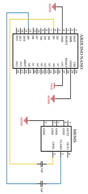 Fig. 8: AD630 Amplifier Connection Diagram e) Filtering the Demodulated SignalThe AD630's output signal connects to a thirdorder low-pass filter to eliminate noise in the signal, leaving the connection diagram as shown in Figure9. The output from the third order low pass filter is the ultimate signal of the system and the desired signal to be visualized and analyzed with a computer.