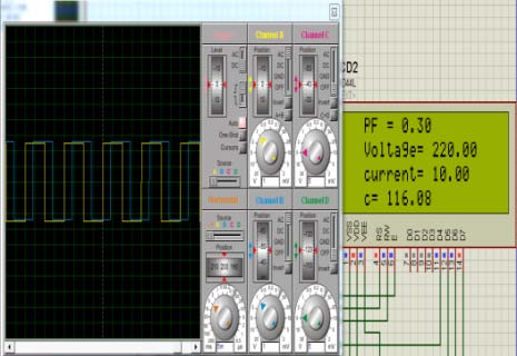 Fig. 11 : Hardware model with resistive load a) Case 1 : When resistive load (400W) is ON When resistive load is ON, as shown in Fig. 11, there is no phase delay between current and voltage signals and they are in phase. In this case the power