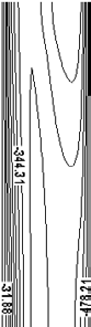 Figure 12 : Variation of SIF as a function of crack length b) Study of fatigue crack growth rate in the stiffened panelFatigue crack growth rate is calculated using Paris law of damage crack growth rate equation. After crack gets initiated from rivet hole location. This was achieved by initiate the longitudinal crack in the stiffened panel with steps of 50 mm crack length. This crack grows as number of cycles increased. The fatigue process is depicted by three distinct regions.