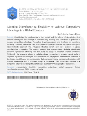 Adopting Manufacturing Flexibility to Achieve Competitive Advantage in a Global Economy