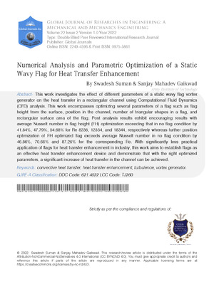 Numerical Analysis and Parametric Optimization of a Static Wavy Flag for Heat Transfer Enhancement