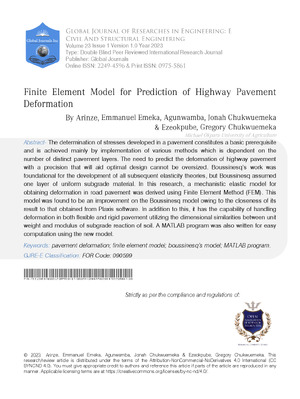 Finite Element Model for Prediction of Highway Pavement Deformation