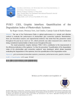 PVSET- CIES Graphic Interface. Quantification of the Degradation Index of Photovoltaic Systems