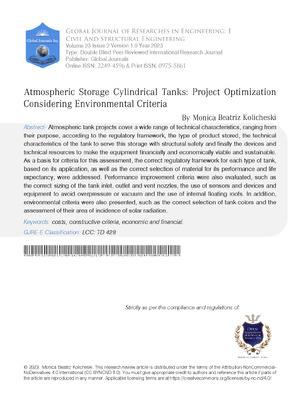 Atmospheric Storage Cylindrical Tanks: Project Optimization Considering Environmental Criteria