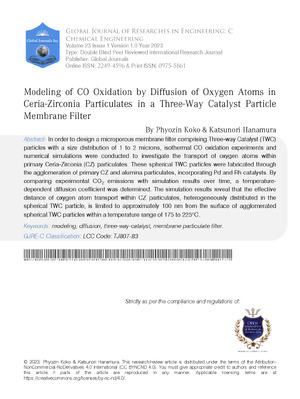 Modeling of CO Oxidation by Diffusion of Oxygen Atoms in Ceria-Zirconia Particulates in a Three-Way Catalyst Particle Membrane Filter