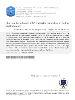 Study on the Influence of UAV Wingtip Connection on Ceiling and Endurance