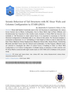 Seismic Behaviour of Tall Structures with RC Shear Walls and Columns Configuration by ETABS (2021)