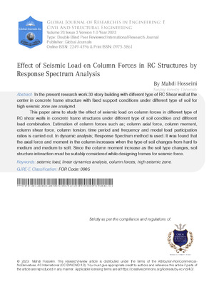 Effect of Seismic Load on Column Forces in RC Structures by Response Spectrum Analysis