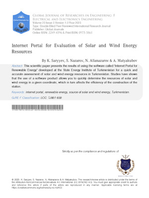 Internet Portal for Evaluation of Solar and Wind Energy Resources